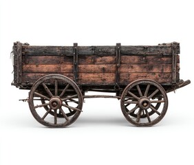 Obraz premium Aged wooden wagon, side view