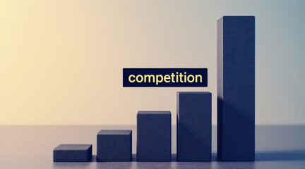 Business Competition Growth Chart with Dark Blocks on Gradient Background