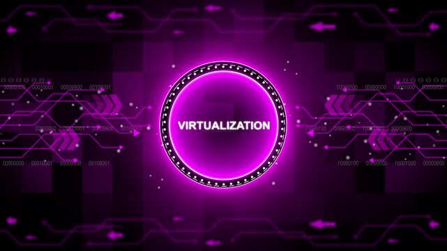 Virtualization text concept head up display (HUD UI) panel and futuristic technology abstract background internet of things animation concepts.