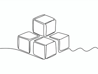 Obraz premium Abstract Line Art Illustration of Four Interconnected Cubes Representing Connectivity and Modern Design Simplicity with Seamless Integration