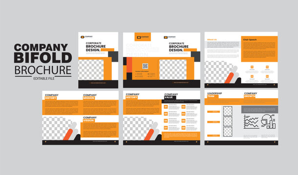 Modern bifold brochure template design with customizable layout for business and events