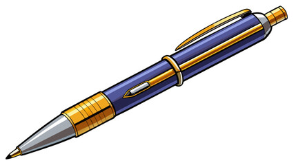 very beautiful Ballpoint pen isolated in  white background , top view of charcoal pen, business office desk design element