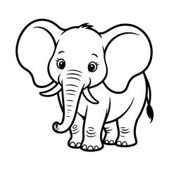 baby elephant illustration vector style coloring page 