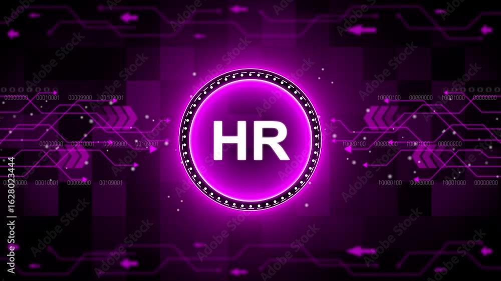 Poster human resources hr management concept. business, technology, internet and network concept. technolog