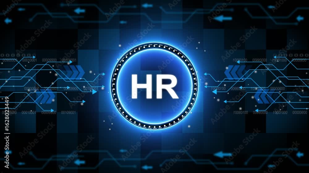 Poster human resources hr management concept. business, technology, internet and network concept. technolog