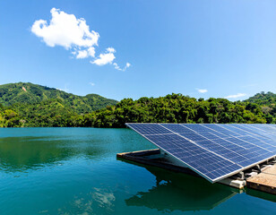boat logo vector design templateA boat with a solar panel on top is floating on a lake 