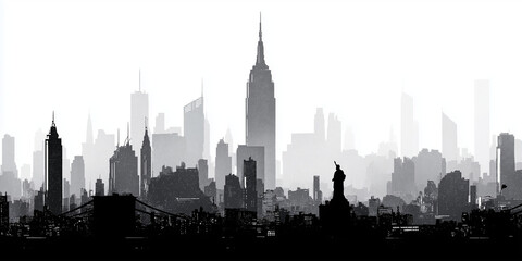 Silhouette of newyork, illust, black and white