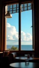 Fototapeta premium Seaview Through a Window A Serene Moment