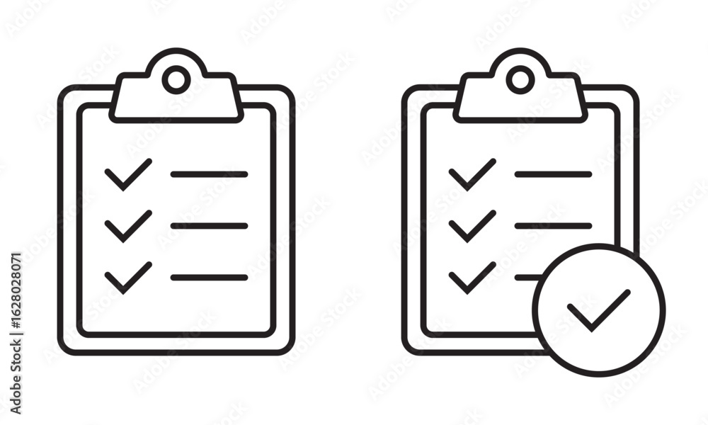 Aufkleber task planning linear icons. clipboard line icon. checklist sign symbol for web site and app design.