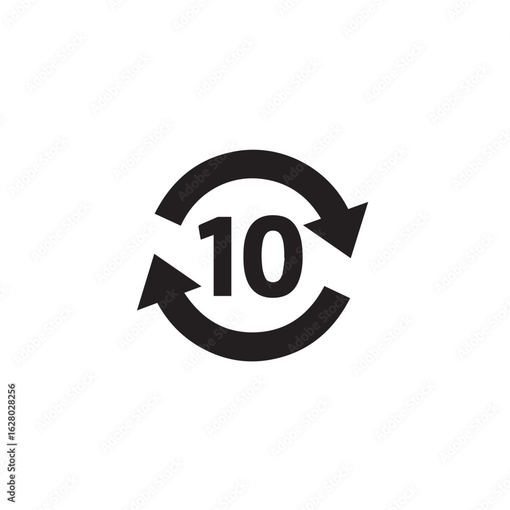 Aufkleber vector art of circular arrow icon with number 10 isolated on white background