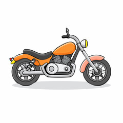 Obraz premium Stylized motorcycle illustration with orange tank and retro design elements evoking freedom