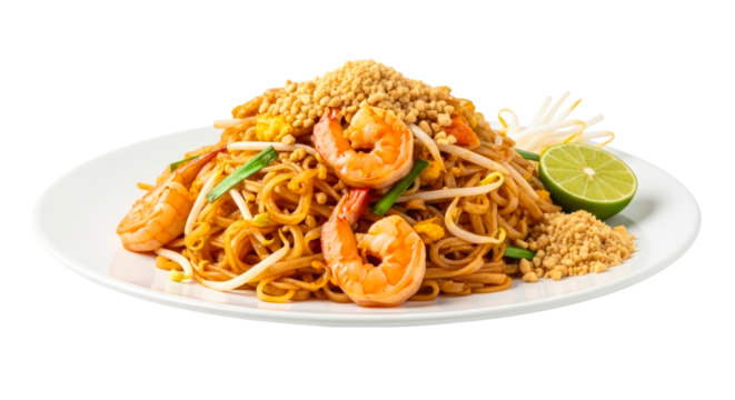 delicious pad thai with shrimp vibrant thai cuisine food photography