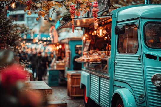 Vintage food truck at outdoor market
