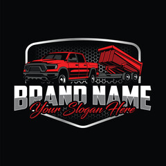pickup with trailer logo - pickup, trailer - illustrator © DanteArt12