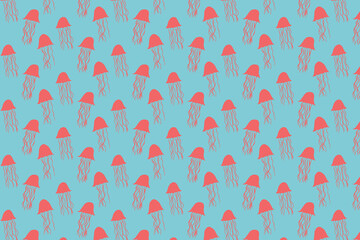 Jellyfish trendy repeating pattern