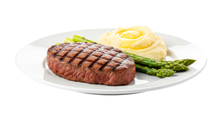 juicy grilled steak with mashed potatoes and asparagus restaurant menu perfection