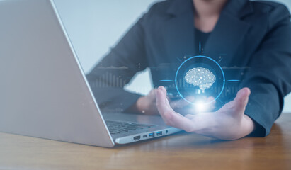 Idea thinking processes and psychology, thinking concept. Machine learning and artificial...
