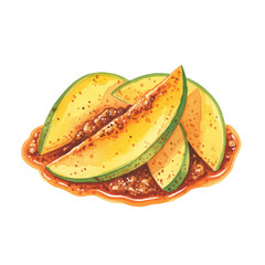 Indian Mango pickle on a White Background- Watercolour Art