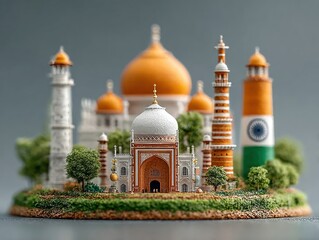 India independence day theme with picture of Indian capital New Delhi along with realistic India flag