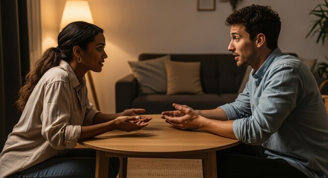 Consideration in Communication Shown Through Respectful Tone and Open-hearted Posture During Couple's Discussion