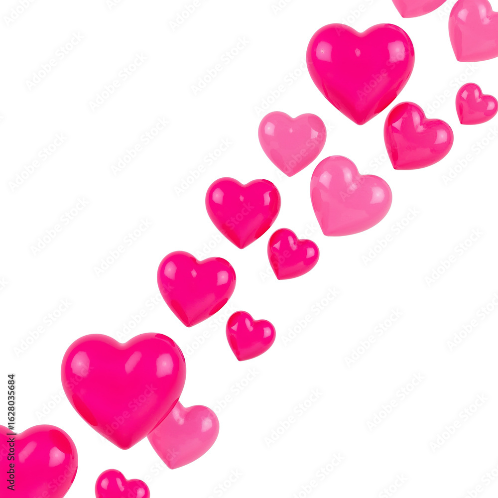 Poster cascading affections a digital rendering of stylized hearts on seamless transparent backdrop