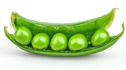 Fresh green peas in a pod, isolated on white