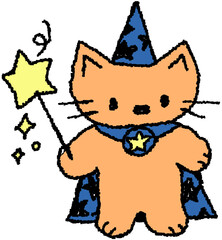 마법사 고양이 손그림 일러스트 스티커
