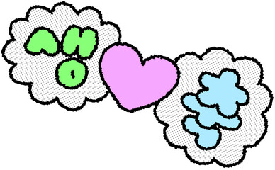 생일 손그림 하트 구름 장식 일러스트