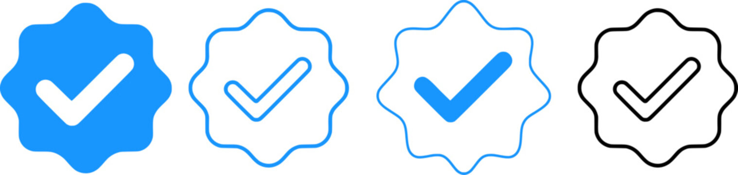 Verification Badge Stroke Icon Collection.