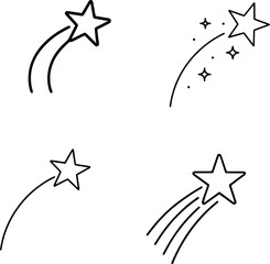Shooting Star Stroke Icon Collection. Containing Meteor, Cosmic Trail, Twinkle, and Celestial Elements.