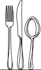 cutlery continuous line vector