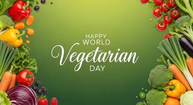 Celebrate world vegetarian day with fresh vibrant vegetables for a healthy lifestyle and nutritional awareness