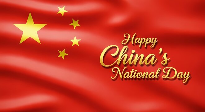 Celebration of china's national day with chinese flag and festive greeting design