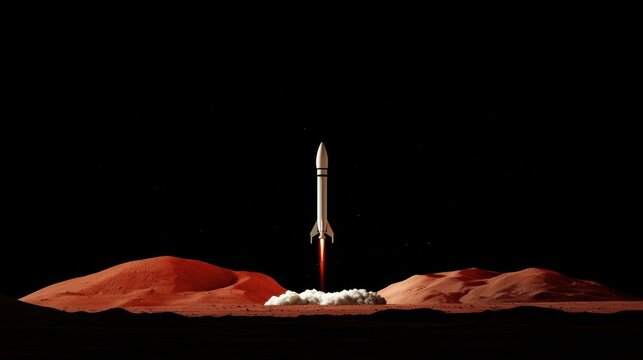 Rocket launch from Martian landscape