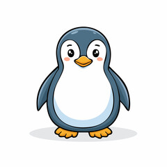 Naklejka premium Adorable cartoon penguin with big eyes and a cute smile isolated on white background