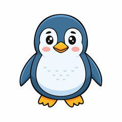 Fototapeta premium Adorable Blue Penguin Cartoon Character Isolated on White Background for Kids
