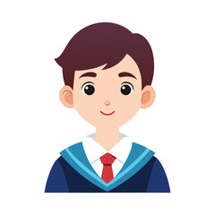 Student Vector Illustration – Simple Flat Line Art of Young Learner on White Background