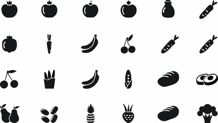 Silhouette assortment of fruits vegetables and bread forming a visual representation of healthy eating