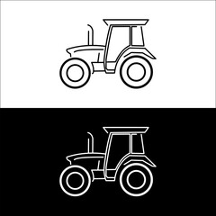 Tractor Icon Vector – Line Art Style Farm Vehicle Symbol.