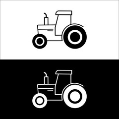 Tractor Icon Vector – Line Art Style Farm Vehicle Symbol.