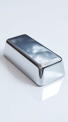 Shiny silver bar on white background, wealth concept