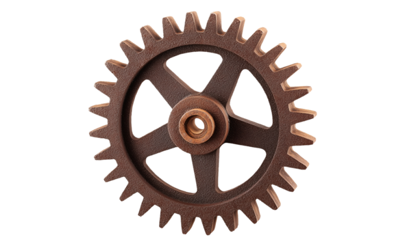 Old Metal Gearwheel With Corrosion And Wear On Transparent Background For Engineering Use, Png
