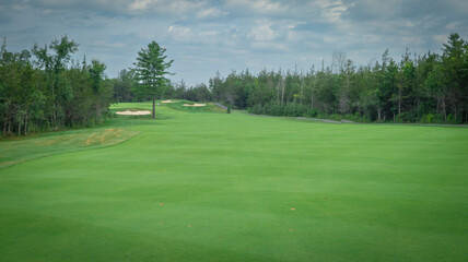 Nice hole on a Canadian golf club in Quebec, on the countryside