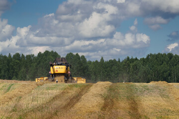 combine harvester working on a field © talavietis