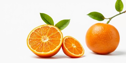 Fototapeta premium Vibrant segment of fresh orange, juicy and bright, isolated, vegan, peel