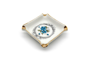 Decorated ashtray, isolated on a white background	

