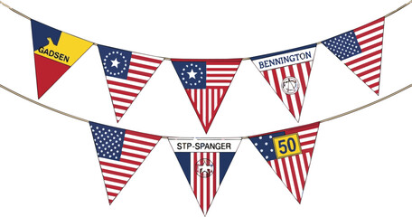 Obraz premium Isolated a kinds of deferent flag, usa, america, vector, symbol, illustration, icon, star, design, states, united, july, sign, banner, shape, vector art with white background.