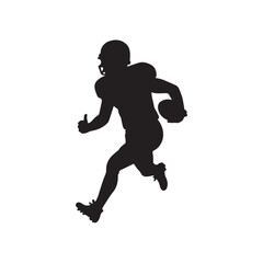 Naklejka premium Silhouette of a determined American football player in a dynamic pose.