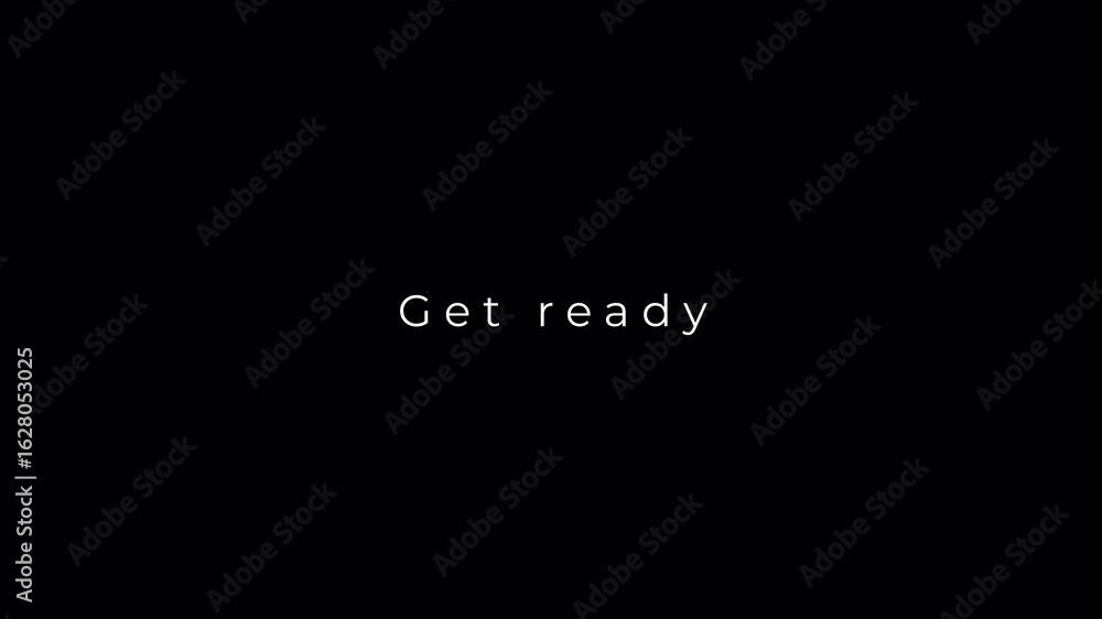 Poster animated glitch text effect displaying get ready on a black background. ideal for intros, digital co