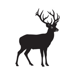 Fototapeta premium Stag silhouette vector, majestic deer profile graphic, black animal icon, woodland wildlife illustration, eps format for hunting and nature branding vector